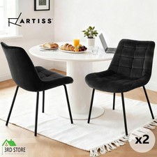 Artiss 2x Dining Chairs Velvet Tufted Kitchen Lounge Cafe Accent Chair Black Cafe & Canteen Chair price