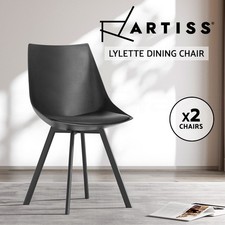 Artiss 2x Dining Chairs Cafe Chair PU Leather Padded Plastic Metal Legs Black Cafe & Canteen Chair price