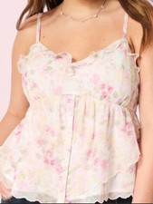 Hollister Babydoll Top Floral Chiffon Ruffle Soft Girl Feminine Girly Romantic Girls' Shirt price