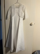 White Satin A-Line Wedding Dress with Beading & Short Sleeve Bolero Girls' Bolero price
