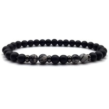 Fashion 6mm Natural Stone Onyx Bead Charm  Mens Distance Bracelets Xmas Gift Natural Stone Bracelets price