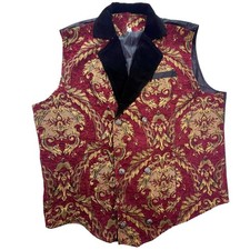 Brocade Tapestry Vest Mens 3XL Burgundy Gold Ren Faire Renaissance Waistcoat Men's Fantasy Wear price