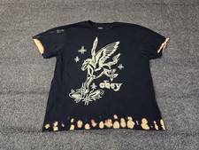OBEY Shirt Mens Medium Black Winged Pegasus Graphic Tee Bleach Dye Streetwear Men's Fantasy Wear price