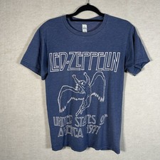 Led Zepplin Fantasy Activewear Mens Small Blue Crew Neck T Shirt USA 1977 Men's Fantasy Wear price