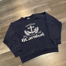 Vintage Rudman Carnival Fantasy Cruise Line Sweatshirt Mens Navy Blue Men's Fantasy Wear price