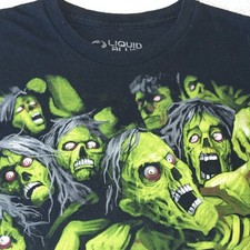 Liquid Blue Men's T-shirt Black Neon Green Zombies Skeletons Gothic XL Boxy Men's Fantasy Wear price