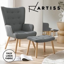 Artiss Armchair Lounge Chair Ottoman Accent Armchairs Sofa Fabric Chairs Grey Sofa Set price