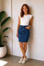 Womens Girls Wrangler Hi Mini Stretchy Tight Denim Jean Skirt AUS Size 8 | Small Girls' Jeans / Denim Skirt price