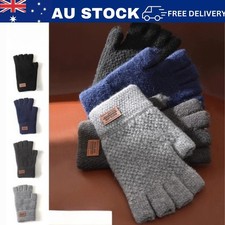 2x Winter Alpaca Wool Fingerless Gloves Thermal Mens Knitted Half Finger Mittens Men's Gloves price