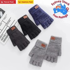 Winter Alpaca Wool Fingerless Gloves Thermal Mens Knitted Half Finger Mittens Men's Gloves price