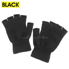 Winter Alpaca Wool Fingerless Gloves Thermal Mens Knitted Half Finger Mittens AU Men's Gloves price
