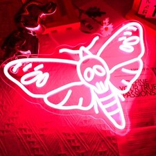 Death Moth Neon Sign Pink LED Light Wall Art USB Powered Insect Gifts Room Decor LED Wall Art price