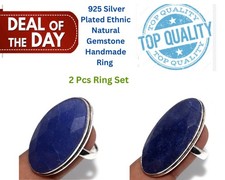 Simulated Blue Sapphire, Simulated Sapphire 2 Pcs Ring Set | Combo Size 9 AU u79 Sapphire Ring price