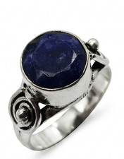 Blue Sapphire Natural Gemstone Silver Plated Ring US Size-6.5 A 803 Sapphire Ring price