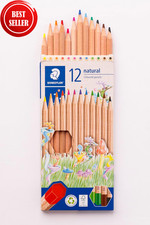 Natural Coloured Pencils, Assorted Colours (Pack of 12) Coloured Pencils price