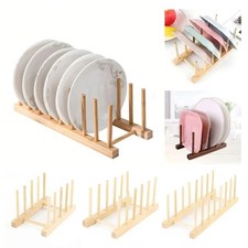 Bamboo Wooden Dish Rack Plate Racks Stand Pot Lid Holder, Kitchen Organizer AUS Dishes price