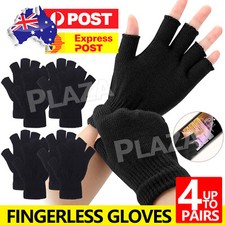 Black Fingerless Gloves Knitted Winter Warm Half Open Finger Soft Mittens Unisex Unisex Gloves price