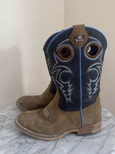 Twister Ben Western Cowboy Boots Boys Size 12 Brown Blue Square Toe Boys' Boots price