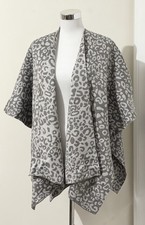 Seed Heritage One Size Open Poncho Shawl Jacket Grey Leopard Print Like New Poncho price