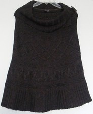 COLORADO Wool blend PONCHO dark Brown Knit Collared Jumper ~ Women sz XS to S Poncho price