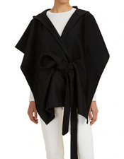 Seed Heritage Wool Blend Felt Hooded Wrap Poncho Cape One Size As New Poncho price