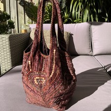 Velvet Boho Women's Tote bag Sportsgirl Burgundy Sequins Lined Shopping Car Size Women's Beach Bag price