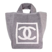 CHANEL CC Beach Bag Sport Line Tote Gray Cotton Terry Women's Bag ISY Women's Beach Bag price