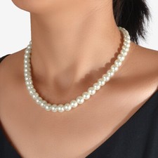 Party Decoration Women Red Beaded Imitation Pearl Chain Collar Delicate Necklace Pearl Necklace price