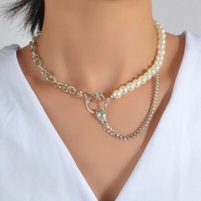 Punk Retro Jewellery Double layer Chain Pearl Snake Collar Statement Necklace Pearl Necklace price