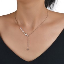 Ladies Jewellery Pearl Silver Chain Star Charm Y shape Pendant Women Necklace Pearl Necklace price