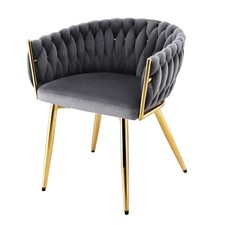 Artiss 1x Dining Chair Armchair Cafe Lounge Vanity Chairs Velvet Weaving Grey Cafe & Canteen Chair price