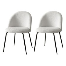 Artiss 2x Dining Chairs Cafe Kitchen Chair Sherpa Boucle Upholstered Retro White Cafe & Canteen Chair price