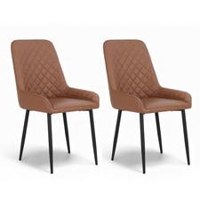 Artiss 2x Dining Chairs Retro PU Leather Kitchen Lounge Cafe Accent Chair Brown Cafe & Canteen Chair price