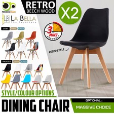 2X Retro Replica PU Padded DSW Beech Dining Chairs Cafe Kitchen Cafe & Canteen Chair price