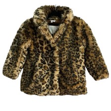 Seed Heritage Leopard Print Size 3 Girls Coat Jacket Faux Fur Pockets Girls' Overcoat price