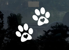 2x Paw Print Decal Stickers Heart Dog Cat Pet Puppy Vinyl Car Laptop Window Love Sticker Mirror price