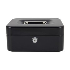 Black Cash Box with Key Lock 20cm Steel Safe Removable Tray Home Office New Office Safe price