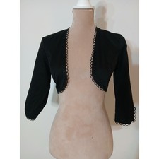 My Michelle Black Cropped Bolero Shrug Loop Trim 3/4 Sleeve Jacket Juniors 3/4 Bolero price