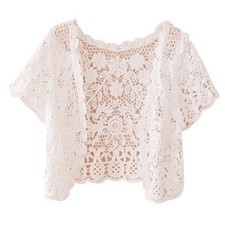 Women Crochet Floral Short Sleeve Shrug Open Front Sunscreen Crop Bolero Jackets Bolero price