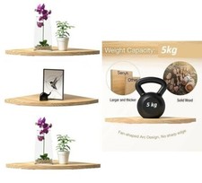 Set Of 3 Natural Wood Wooden Corner Shelf Wall Mounted Storage Unit Shelves Kit Kitchen Corner Set price
