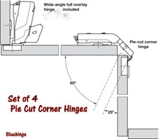 Pie Cut Corner Hinges Set Kitchen Concealed Corner Cabinet Bi Fold Doors/Lids Kitchen Corner Set price