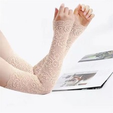 two pairs UV Protection Lace Arm Sleeves, Women's Floral Lace Sleeves Hollow Out Women's Arm Sleeves price