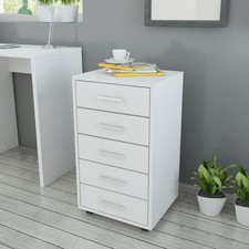 vidaXL Office Drawer Unit with Castors 5 Drawers White Office Drawer Unit price