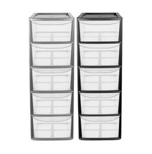 5 Drawer Plastic Storage Tower Unit Chest Home Bedroom Bathroom School Office Office Drawer Unit price