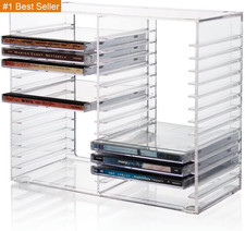Stori Stackable Clear Plastic CD Organizer with Rubber Feet | Rectangular Jewel CD - DVD Shelf / Unit / Cabinet price
