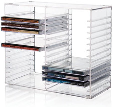 Stori Stackable Clear Plastic CD Organizer with Rubber Feet | Rectangular Jewel CD - DVD Shelf / Unit / Cabinet price