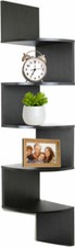 Greenco 5-Tier Wall Mount Corner Wooden Shelves - Espresso CD - DVD Shelf / Unit / Cabinet price