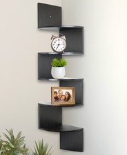 Greenco 5 Tier Wall Mount Corner Shelves Espresso Finish , 7.75" L x 7.75" W x CD - DVD Shelf / Unit / Cabinet price