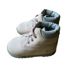 TIMBERLAND Suede Booties Infant Girls Size 2 US Light Pink & Gray Lace-Up Boots Girls' Booties price