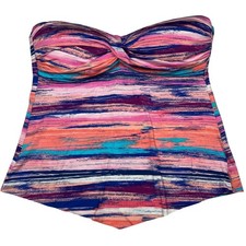Liz Claiborne Womens Size 16 Tankini Top Abstract Stripe Bandeau Pink Purple 16 Tankini price